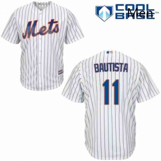 Mens Majestic New York Mets 11 Jose Bautista Replica White Home Cool Base MLB Jersey